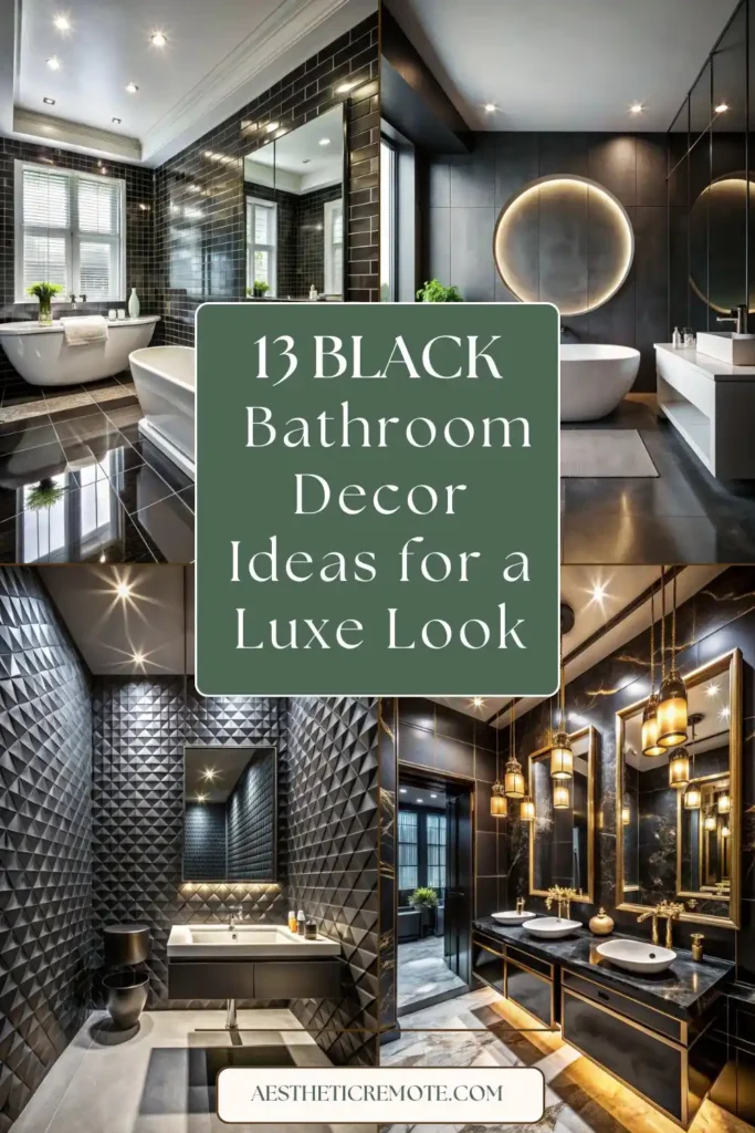 13 Inspiring Ideas for Black Bathroom Decor :Bold and Beautiful